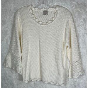 Fiorlini Women's Large Ivory Open Knit Sweater